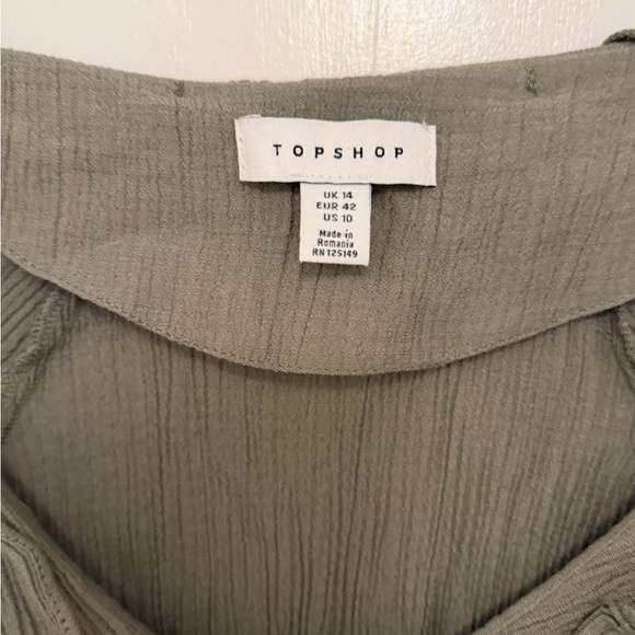 Topshop Olive Button-Up Ruffle Blouse - Picture 5 of 6